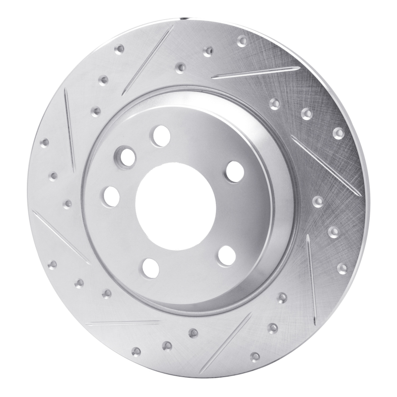 Volkswagen EuroVan Brake Rotor (1) - Rear Left - R1 Concepts - Drilled & Slotted - Silver - `01-`03